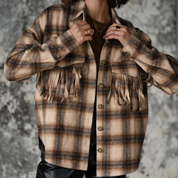 12th Tribe DEVIN BROWN FRINGE SHACKET - Picture 1 of 8